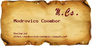 Modrovics Csombor névjegykártya